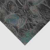 Muscheln Ocean Beach Aquamarin Black Art Decoupage Seidenpapier (Ausschnitt)