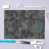 Muscheln Ocean Beach Aquamarin Black Art Decoupage Seidenpapier (Handwerk)