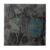 Muscheln Ocean Beach Aquamarin Black Art Nautic Fliese (Vorderseite)