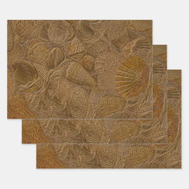 Muscheln Ocean Beach Gold Elegantes Design Geschenkpapier Set
