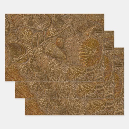 Muscheln Ocean Beach Gold Elegantes Design Geschenkpapier Set (Set)