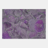 Muscheln Ocean Beach Lila Gray Metallic Geschenkpapier Set (Vorderseite 3)