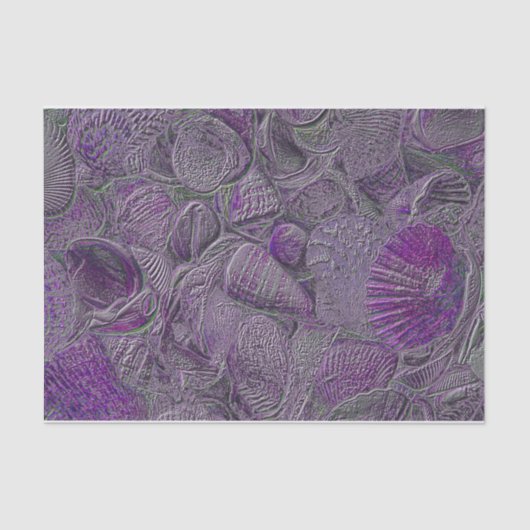 Muscheln Ocean Beach Lila Gray Metallic Seidenpapier (Vorderseite)