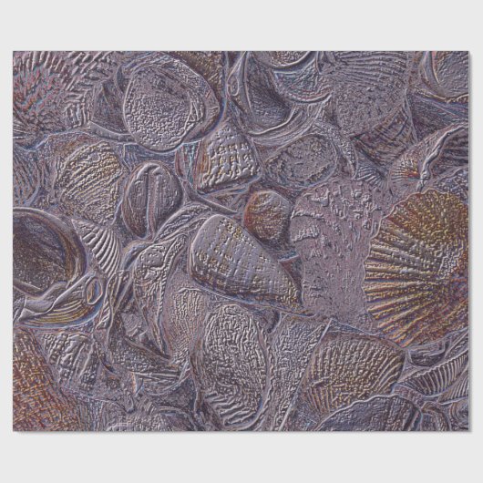 Muscheln Ocean Beach Lila Metallic Decoupage Geschenkpapier (Flach)