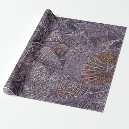 Muscheln Ocean Beach Lila Metallic Decoupage Geschenkpapier (Ungerollt)