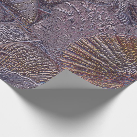 Muscheln Ocean Beach Lila Metallic Decoupage Geschenkpapier (Ecke)