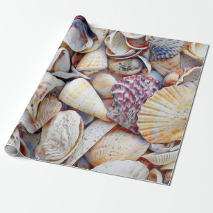 Muscheln Ocean Beach Wasserfarbendekoutierung Geschenkpapier