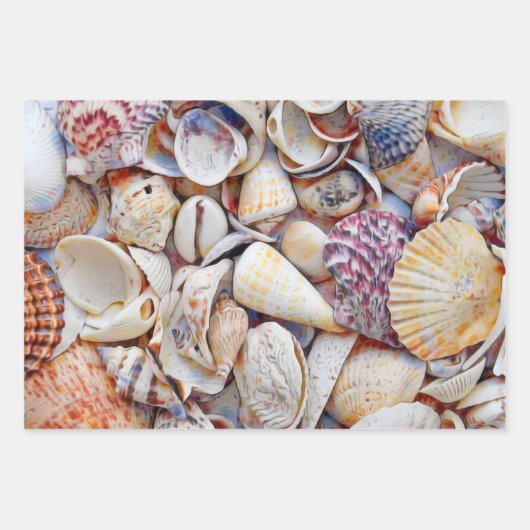 Muscheln Ocean Beach Wasserfarbendekoutierung Geschenkpapier Set (Vorderseite 2)
