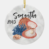 Muscheln Oyster Pearl Ocean Coasta Keramik Ornament (Vorne)