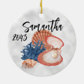 Muscheln Oyster Pearl Ocean Coasta Keramik Ornament (Hinten)