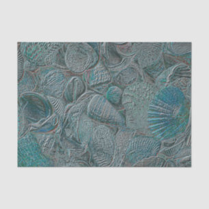 Muscheln Ozean Strand Teal Grau Metallisch Seidenpapier