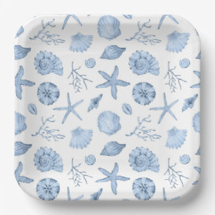 Muscheln Papier Teller, Strand Partybedarf Pappteller