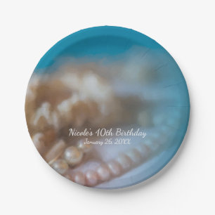 Muscheln & Perlen Elegant bemalte Strandplatten Pappteller