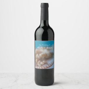 Muscheln & Perlen Elegante bemalte Strand-Wein-Eti Weinetikett