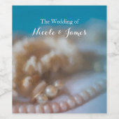 Muscheln & Perlen Elegantes Strandbad Weinetikett (Einzelnes Label)