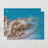 Muscheln & Perlen Save the Date lackiert Ankündigungspostkarte (Vorne/Hinten)