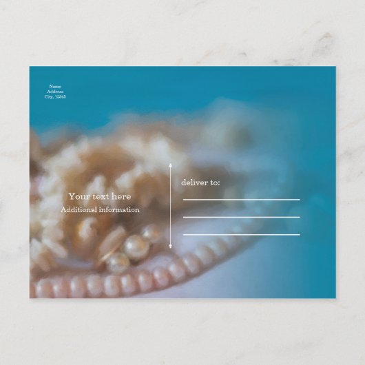 Muscheln & Perlen Save the Date lackiert Ankündigungspostkarte (Rückseite)