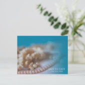 Muscheln & Perlen Save the Date lackiert Ankündigungspostkarte (Stehend Vorderseite)