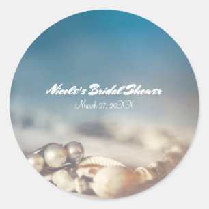 Muscheln & Perlen-Schmuck Elegante Brautparty Runder Aufkleber