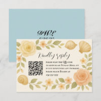 Muscheln QR-Code RSVP-Karte für eine kostengünstig