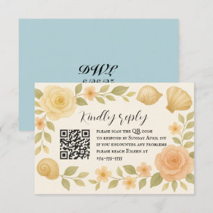 Muscheln QR-Code RSVP-Karte für eine kostengünstig RSVP Karte