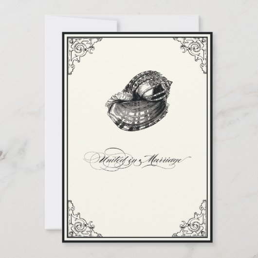 Muscheln Schwarz und Creme - Einladung zur Hochzei (Rückseite)