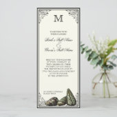 Muscheln Schwarz und Creme - Einladung zur Hochzei (Stehend Vorderseite)