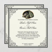 Muscheln Schwarz und Creme - Einladung zur Hochzei (Vorne/Hinten)