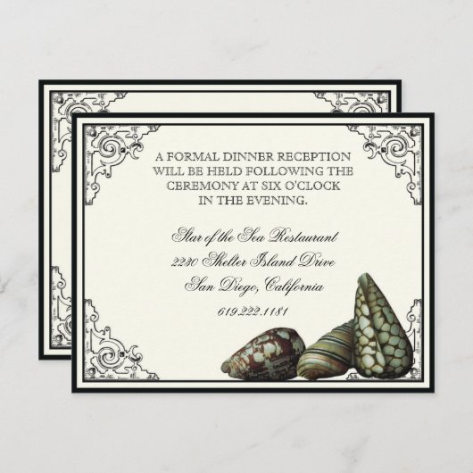 Muscheln Schwarz und Creme - Empfang Einladung (Vorne/Hinten)