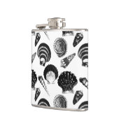 Muscheln - schwarz-weiß auf weißem Hintergrund Flachmann (Links)