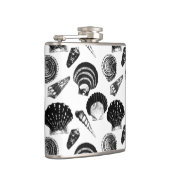 Muscheln - schwarz-weiß auf weißem Hintergrund Flachmann (Rechts)