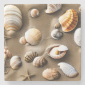 Muscheln Sea Life Beach Art Deco Steinuntersetzer (Vorderseite)