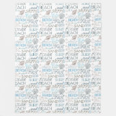 Muscheln Sea Sand Blue Fleecedecke (Vorderseite)