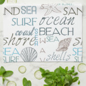 Muscheln Sea Sand Blue Geschirrtuch (Gefaltet)