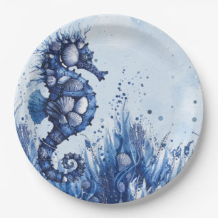 Muscheln Seepferdchen Pappteller