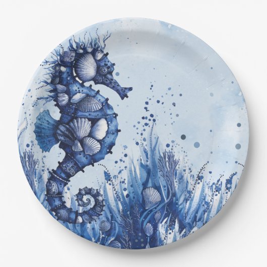 Muscheln Seepferdchen Pappteller (Vorderseite)