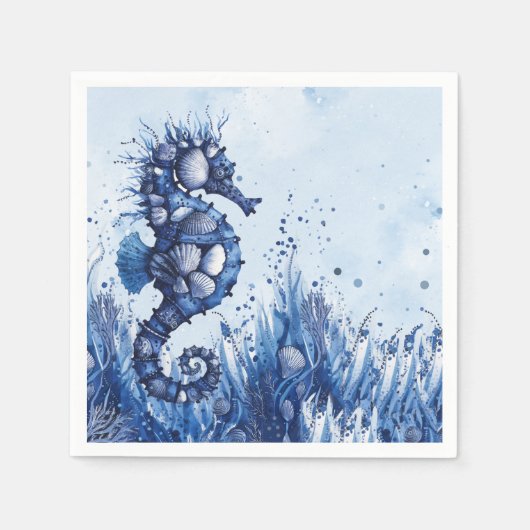Muscheln Seepferdchen Serviette (Vorderseite)