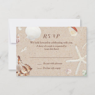 Muscheln & Seesterne auf der Strandhochzeits-RSVP RSVP Karte