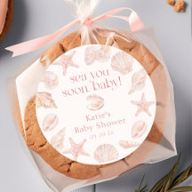 Muscheln sehen dich bald Baby Shower Aufkleber