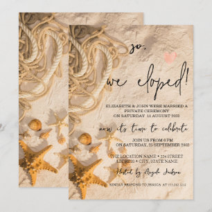 Muscheln Seil Sand Hochzeit Elopement   Einladung