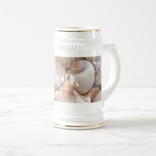 Muscheln, Sommer Beach Exotik tropische Romantik Bierglas (VorderseiteRechts)