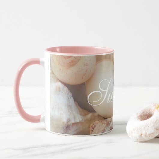 Muscheln, Sommer Beach Exotik tropische Romantik Tasse (Mit Donut)