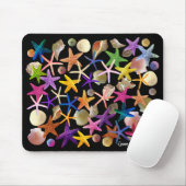Muscheln & Starfish auf schwarz - Maus-Pad Mousepad (Mit Mouse)