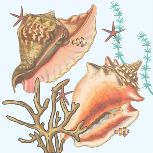 Muscheln Starfish Gras, Vinyl Stickers Aufkleber (Vorderseite)