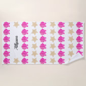 Muscheln & Starfish, Name des schwarzen Skripts Strandtuch (Vorderseite)