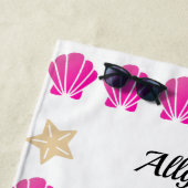 Muscheln & Starfish, Name des schwarzen Skripts Strandtuch (Beispiel)