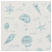Muscheln Starfish Sun Fun Text Aquamarin ID918 Stoff (Nahaufnahme)