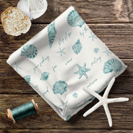 Muscheln Starfish Sun Fun Text Aquamarin ID918 Stoff