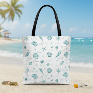 Muscheln Starfish Sun Fun Text Aquamarin ID918 Tasche