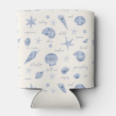 Muscheln Starfish Sun Fun Text Blau ID918 Dosenkühler (Rückseite)